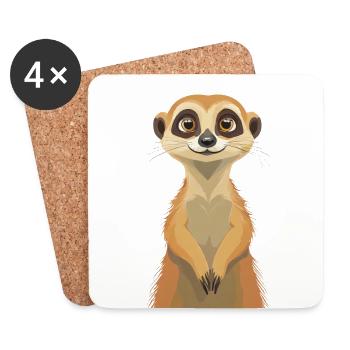 Suricate - Dessous de verre (lot de 4) - blanc - Devant