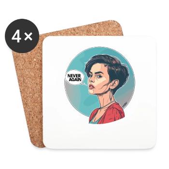Pop Art Cartoon: Woman Says "Never Again" - Coasters (set of 4) - white - Front