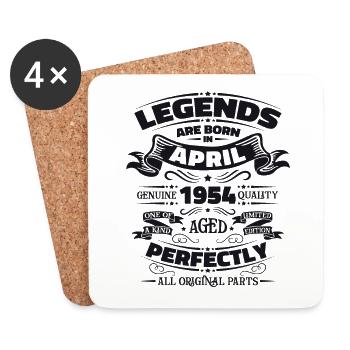 70th Birthday Man Legend April Vintage 1954 - Coasters (set of 4) - white - Front