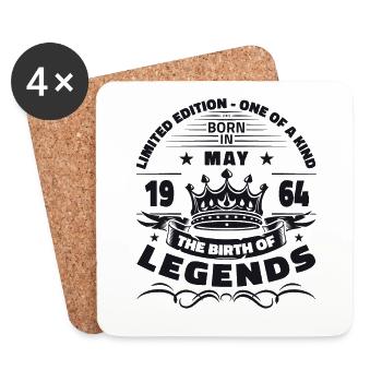 60e anniversaire Homme Legend May Né en 1964 - Dessous de verre (lot de 4) - blanc - Devant