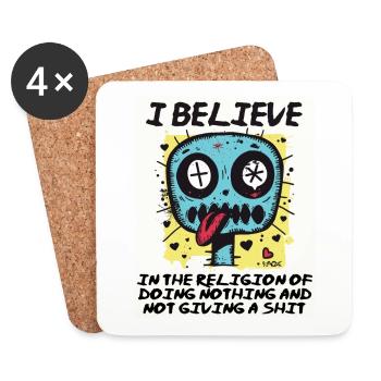 Religious believer doing nothing - Coasters (set of 4) - white - Front