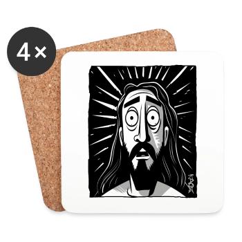 Cartoon Jesus Mann - Untersetzer (4er-Set) - Weiß - Vorne