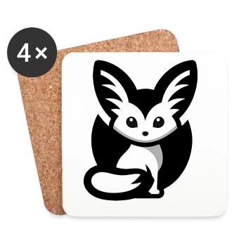 Minimalistischer Wüstenfuchs Kawaii Logo - Untersetzer (4er-Set) - Weiß - Vorne