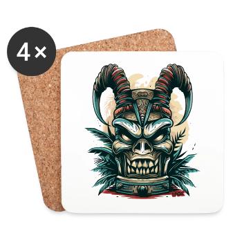 Tiki du diable d’Hawaï - Dessous de verre (lot de 4) - blanc - Devant