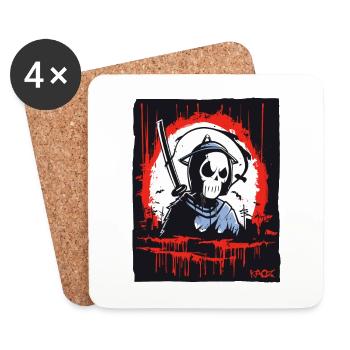Grim Reaper Skull Samurai - Coasters (set of 4) - white - Front