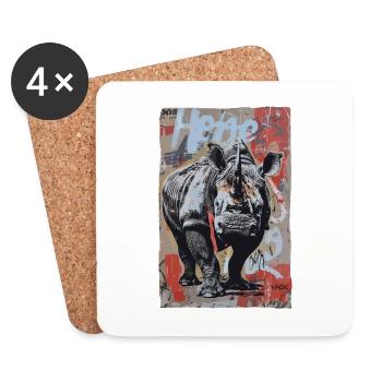 Street Art: Graffiti Rhino Nashorn - Untersetzer (4er-Set) - Weiß - Vorne