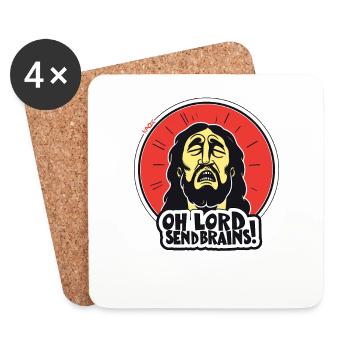 Jesus Christus, Gott, wirf Hirn vom Himmel - Untersetzer (4er-Set) - Weiß - Vorne