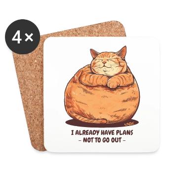 Un chat très potelé et gros avec un plan - Dessous de verre (lot de 4) - blanc - Devant