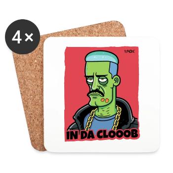 Dessin animé drôle cool de gars de gang dans le club - Dessous de verre (lot de 4) - blanc - Devant