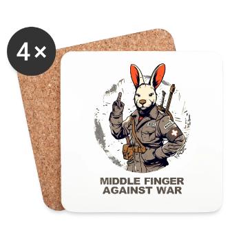 Paramedic Rabbit : La guerre fait un doigt d’honneur à mon majeur - Dessous de verre (lot de 4) - blanc - Devant