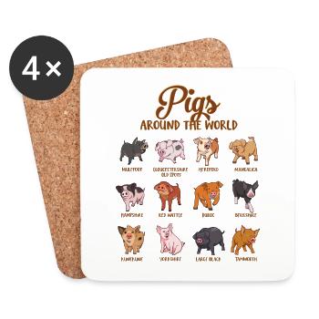 Lots of kawaii pigs - Coasters (set of 4) - white - Front