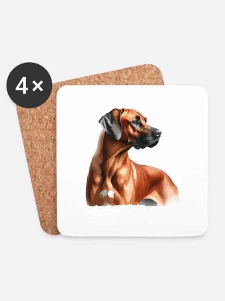 Watercolor Rhodesian Ridgeback - Untersetzer (4er-Set) - Weiß