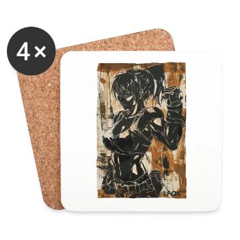 Combattant d’aventure fort et cool - Dessous de verre (lot de 4) - blanc - Devant