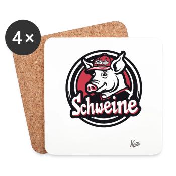 Really cool cap: Pig in the pig team - Coasters (set of 4) - white - Front