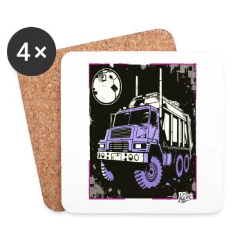 Super Cool Garbage Truck Container Truck - Coasters (set of 4) - white - Front