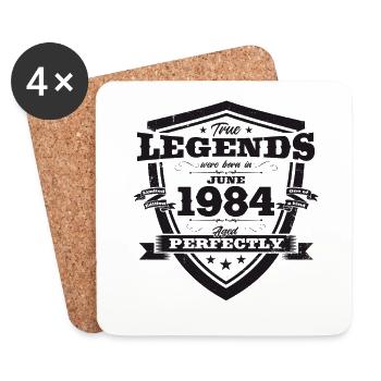 Original June 1984 Born 1984 40th Birthday 84 - Coasters (set of 4) - white - Front