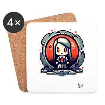 Fille de dessin animé mignonne et cool : Plus que mignonne - Dessous de verre (lot de 4) - blanc - Devant