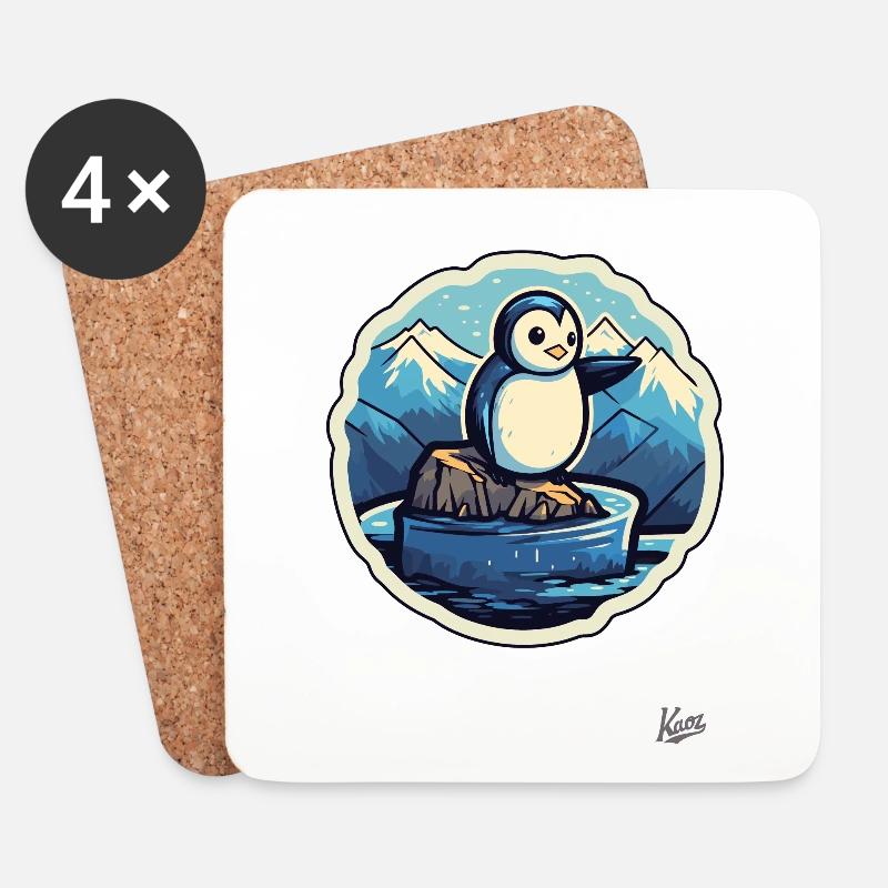 Niedlicher kleiner Pinguin auf einer Eisscholle - Untersetzer (4er-Set) - Weiß