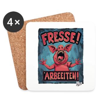 The sow the crazy pig - keep your mouth shut, work - Coasters (set of 4) - white - Front
