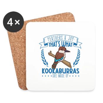 Plumes et joie - Kookaburra - Dessous de verre (lot de 4) - blanc - Devant