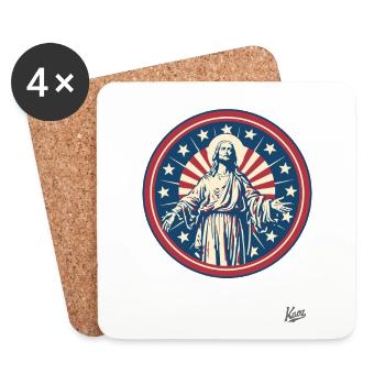 Patriotic American Jesus - Coasters (set of 4) - white - Front
