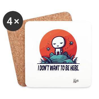 drôle mignon extraterrestre : Je ne veux pas être ici - Dessous de verre (lot de 4) - blanc - Devant