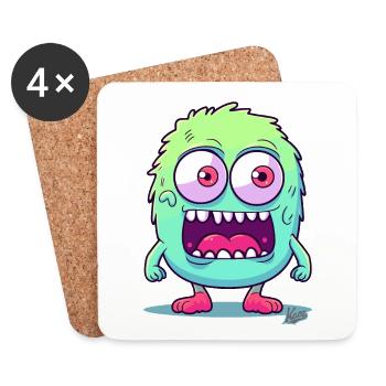 Monstre mignon et drôle - Dessous de verre (lot de 4) - blanc - Devant