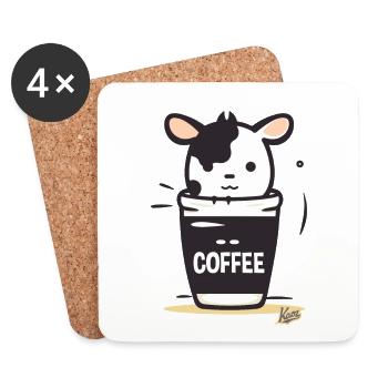 Cute Little Coffee Cow - Coasters (set of 4) - white - Front