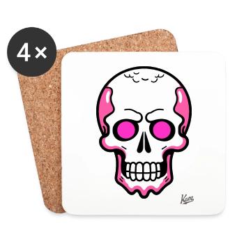 Simply a cool cartoon skull skull - Coasters (set of 4) - white - Front