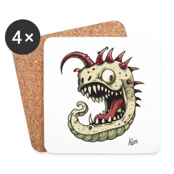 A strong, strange monster worm - Coasters (set of 4) - white - Front