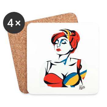 Abstract Art Portrait of a Woman - Coasters (set of 4) - white - Front