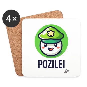 drôle de petite balle mignonne mignonne, Pozilei - Dessous de verre (lot de 4) - blanc - Devant