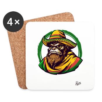 Mexikanischer Sasquatch Bigfoot mit Sombrero - Untersetzer (4er-Set) - Weiß - Vorne