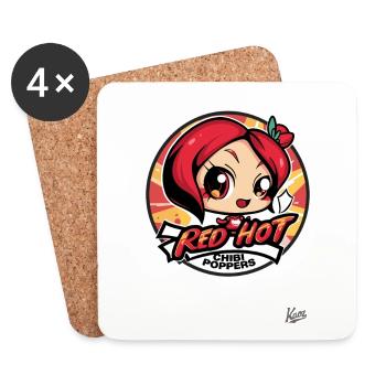 Fille de dessin animé Red Hot Chibi Poppers - Dessous de verre (lot de 4) - blanc - Devant
