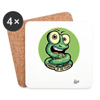 Recrue drôle de l’année : Cartoon Worm - Dessous de verre (lot de 4) - blanc - Devant
