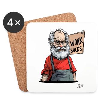 Old craftsman: Work sucks! - Coasters (set of 4) - white - Front