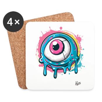 L’œil cool des éclaboussures de peinture - Dessous de verre (lot de 4) - blanc - Devant