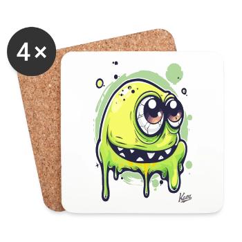 Lustiges Schleim-Monster - Untersetzer (4er-Set) - Weiß - Vorne