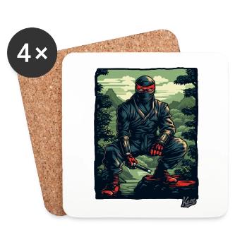 Schwarzer Natur Ninja - Untersetzer (4er-Set) - Weiß - Vorne