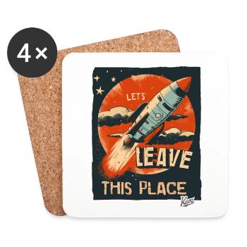 Let's get out of here with a rocket - Coasters (set of 4) - white - Front