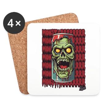 Monster Zombie Getränke Dose - Untersetzer (4er-Set) - Weiß - Vorne