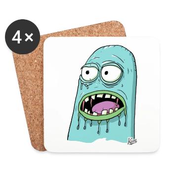 Stupid lazy slimy worm - Coasters (set of 4) - white - Front