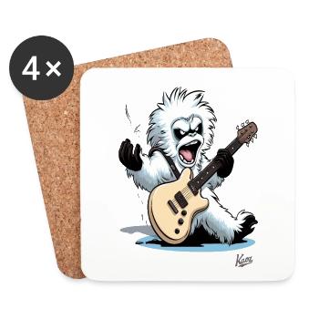 Guitariste musical : Yeti of Rock Music - Dessous de verre (lot de 4) - blanc - Devant