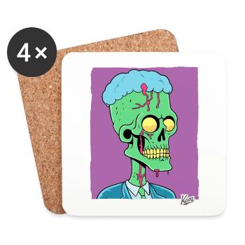 Grüner Zombie Punk Totenkopf Manager - Untersetzer (4er-Set) - Weiß - Vorne