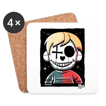 Crazy Cartoon: Horrible Puppet - Coasters (set of 4) - white - Front