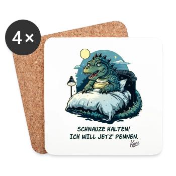 Crocodile alligator in bed, snout I want to sleep - Coasters (set of 4) - white - Front