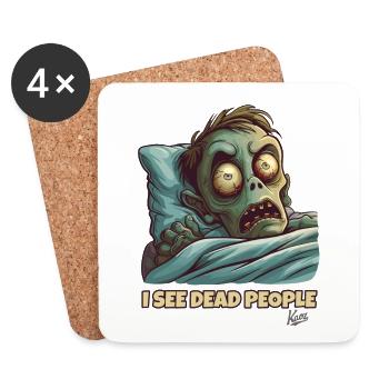 Schlafmütze Zombie: Ich sehe tote Leute - Untersetzer (4er-Set) - Weiß - Vorne
