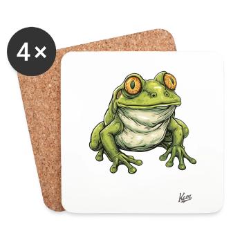 Cute Fat Chubby Frog - Coasters (set of 4) - white - Front