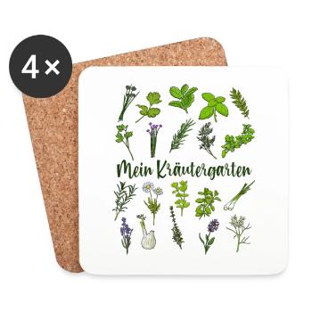 Mein Kräutergarten - Kräuter - Untersetzer (4er-Set) - Weiß - Vorne