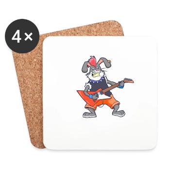Cartoon Hase rockt E-Gitarre - Untersetzer (4er-Set) - Weiß - Vorne